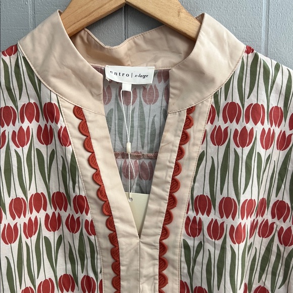 NWT Floral Entro Blouse XL V Neck New with Tags - Picture 6 of 15